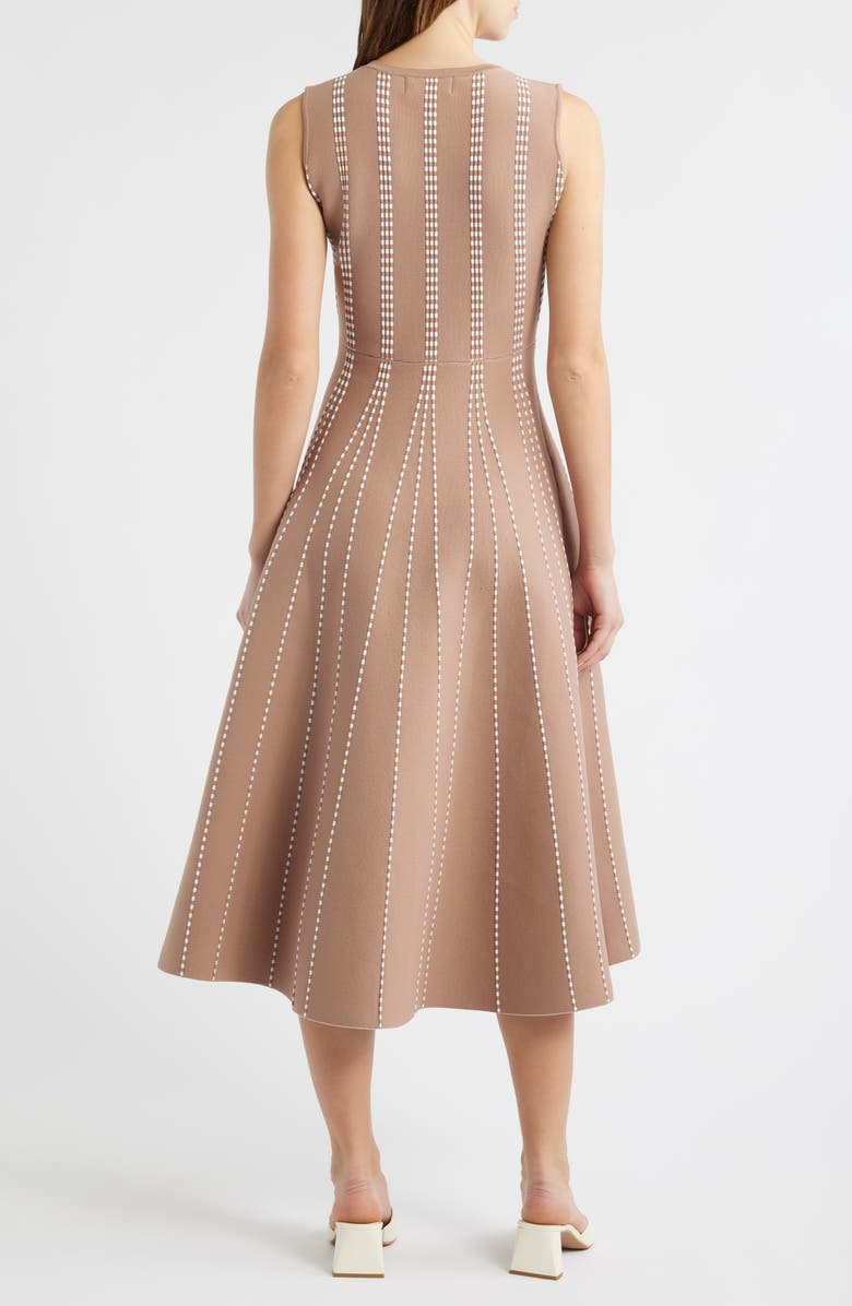 FREEMARKET Contrast Piping Sleeveless Midi Sweater Dress, Alternate, color, Mocha/ White