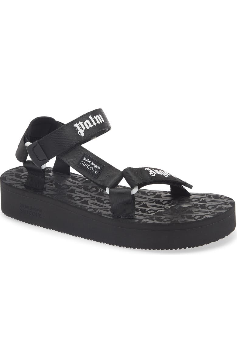 Palm Angels Logo Sandal, Main, color, Black/White