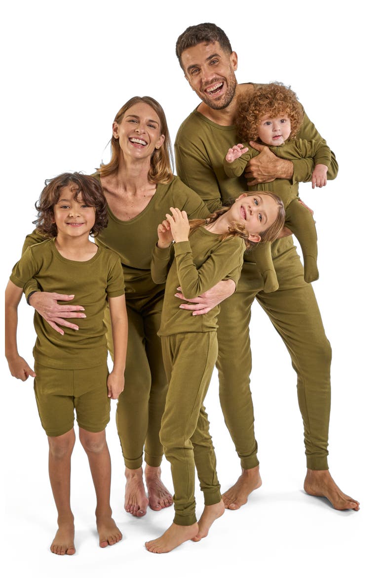 Men's Cotton Solid Matching Family Pajamas, Alternate, color, Olive