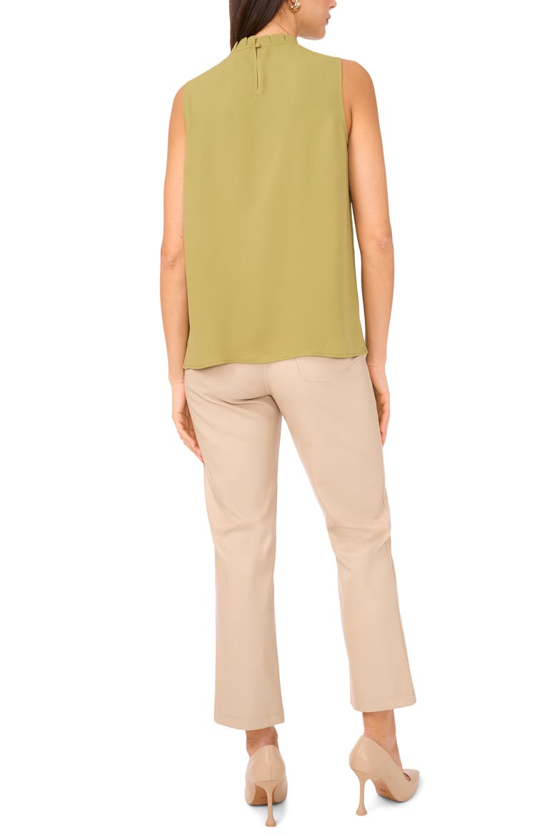 Pleated Mock Neck Woven Top, Alternate, color, MOSS GREEN