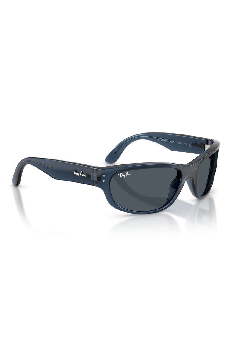 Kids' 55mm Pillow Sunglasses, Alternate, color, TRANSPARENT BLUE / DARK GREY