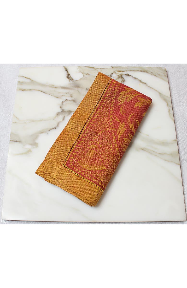 FRENCH HOME Linen Renaissance Napkins - Warm Sienna and Saffron - Set of 6, Alternate, color, Yellow