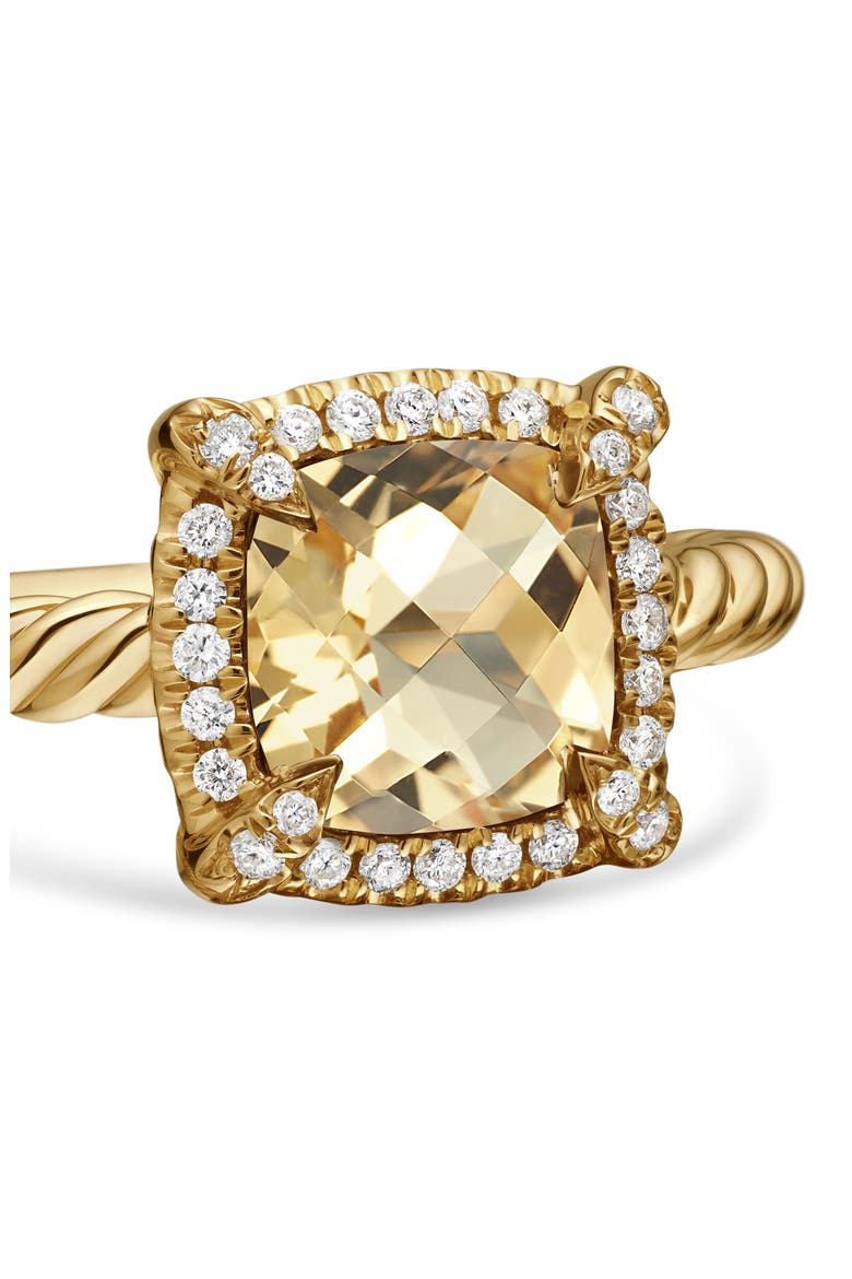 Petite Chatelaine® Pavé Bezel Ring, Alternate, color, YELLOW GOLD/ CHAMPAGNE CITRINE