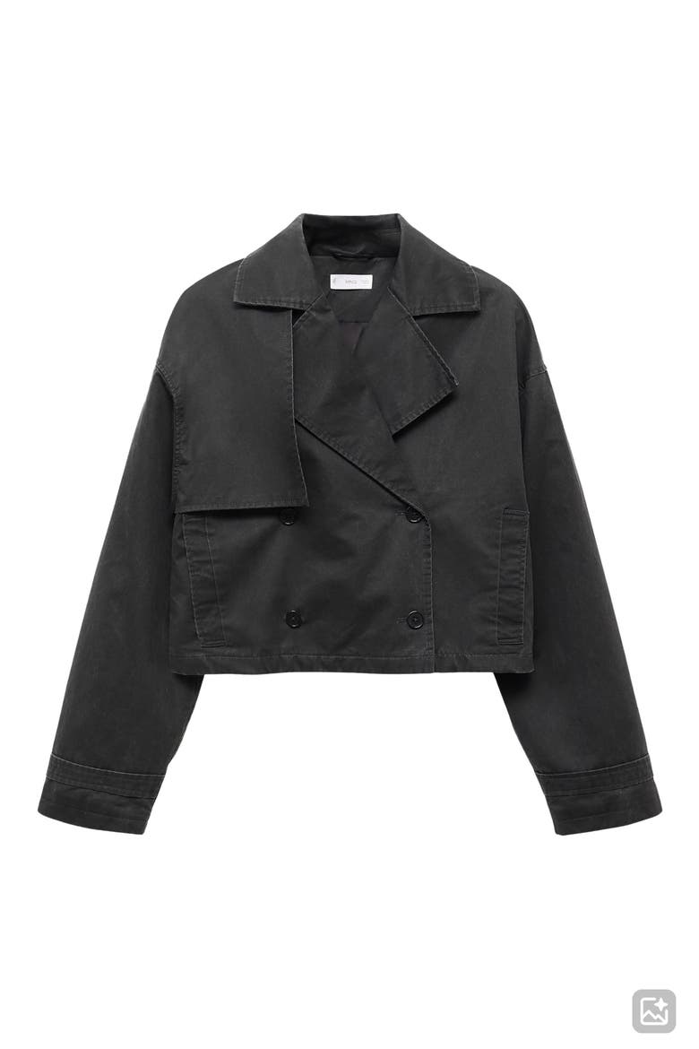 Short Wax Cotton Blend Trench Coat, Alternate, color, CHARCOAL