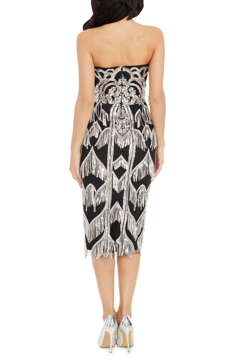 Viviana Sequin Strapless Sheath Dress, Alternate, color, SILVER-BLACK