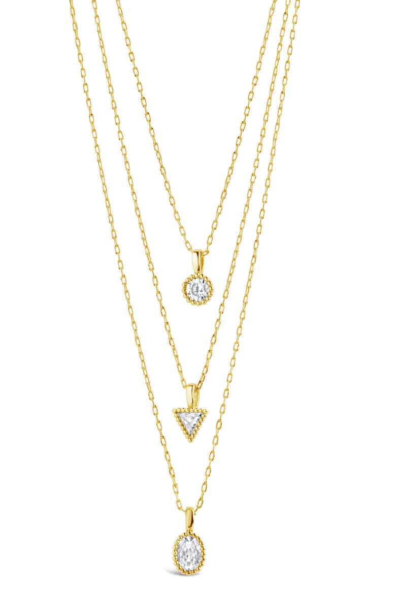 Sterling Forever Julia Layered Pendant Necklace, Main, color, Gold