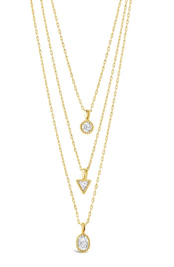 Sterling Forever Julia Layered Pendant Necklace In Gold