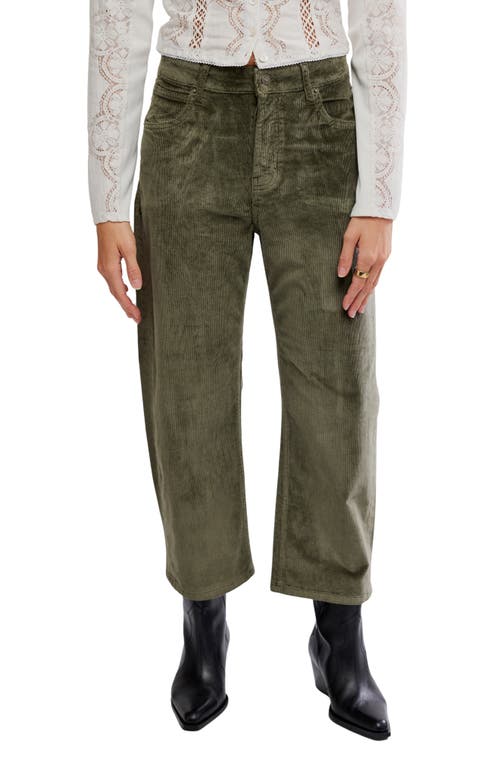 Free People Deep Trance Corduroy Wide Leg Ankle Pants In Green