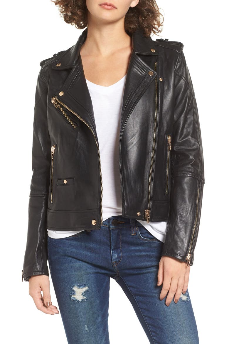 Leather Moto Jacket, Main, color, THE ONE