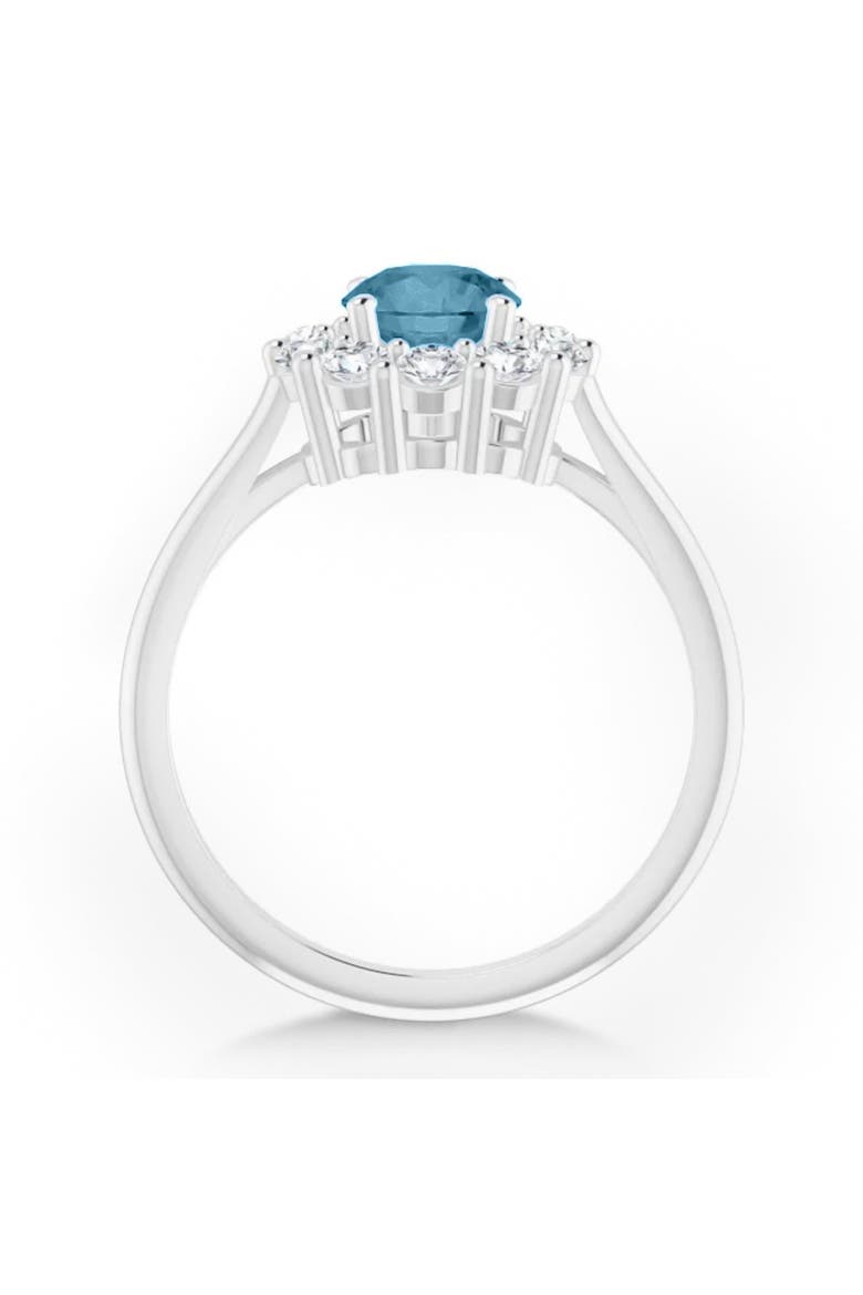 Round Lab Aquamarine & Diamond Halo Ring 14K, Alternate, color, 1.25ct/White Gold