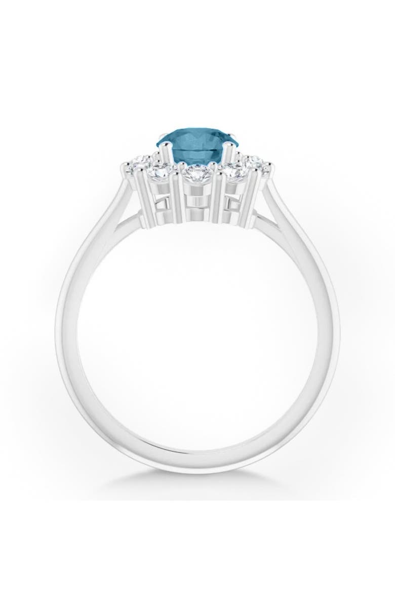 ALLUREZ Round Lab Aquamarine & Diamond Halo Ring 14K, Alternate, color, 1.25Ct/White Gold
