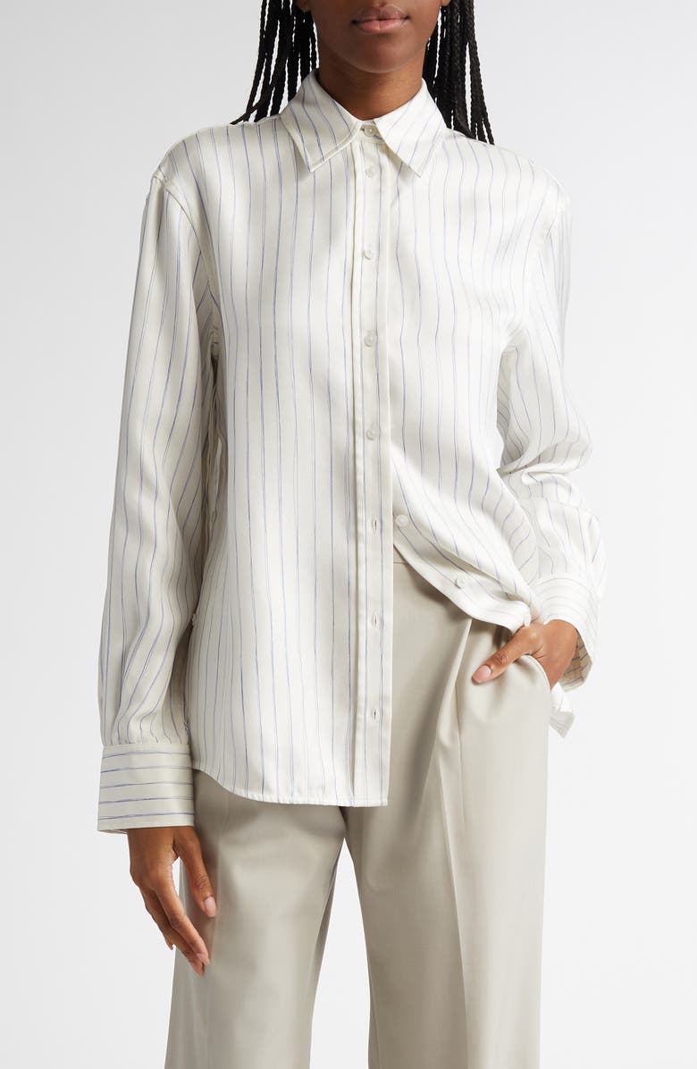 Proenza Schouler Madison Stripe Silk Twill Button-Up Shirt, Main, color,