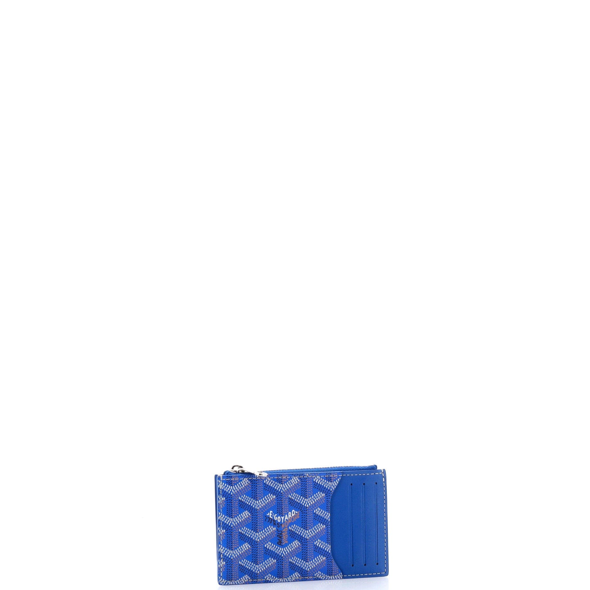 Bourbon Zipped Card Holder Coated Canvas, Alternate, color, Blue