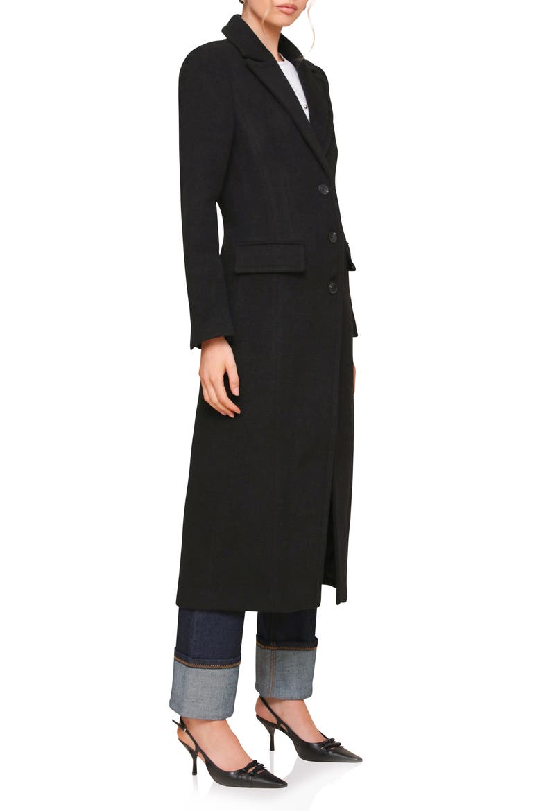 Cutaway Tailored Maxi Coat, Alternate, color, BLACK