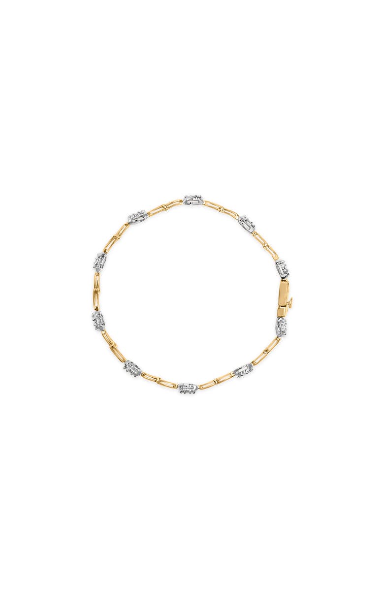 Haus of Brilliance 10K White and Yellow Gold 1.00 Cttw Diamond Oval Shaped Cluster Link Bracelet, Alternate, color, Yellow