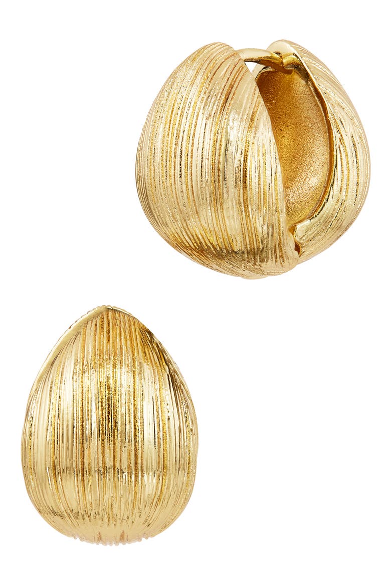 Textured Huggie Hoop Earrings, Main, color, YELLOW