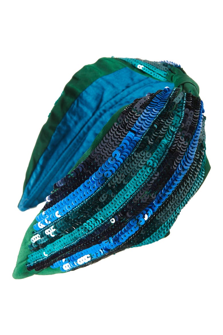 Sequin Embellished Headband, Main, color, GREEN