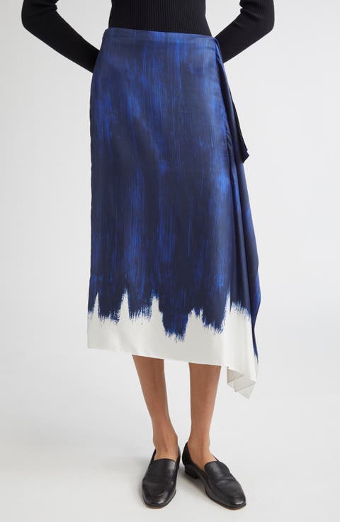 Amery Double Print Silk Twill Midi Skirt