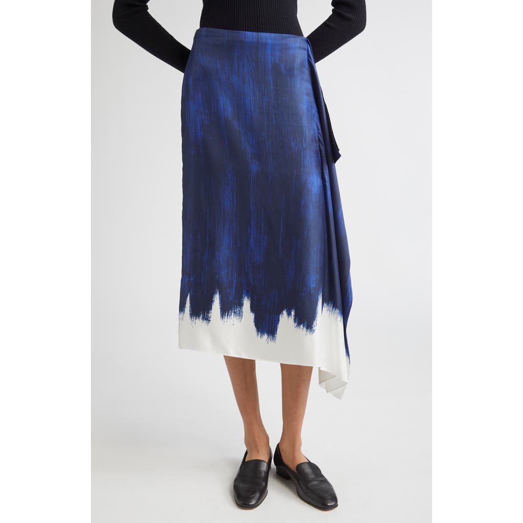 Proenza Schouler Amery Double Print Silk Twill Midi Skirt In Multi