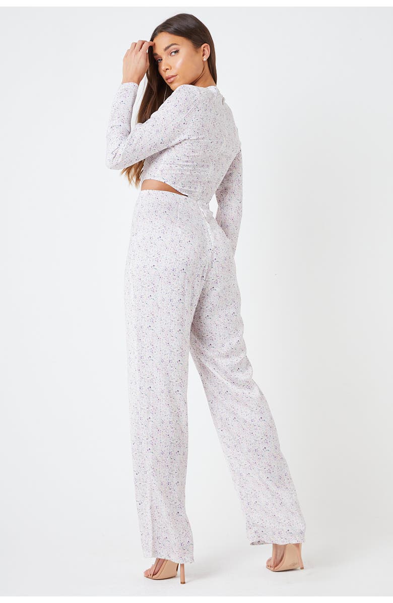 CREEA the Label Cutout Padded Shoulder Print Jumpsuit, Alternate, color, 