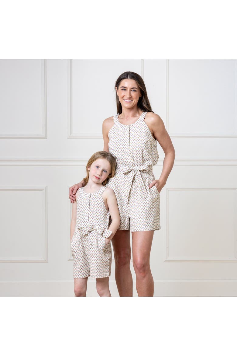 Women's Sleeveless Linen Button Front Halter Romper, Alternate, color, Provence Mini Floral