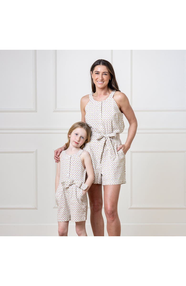Hope & Henry Women's Sleeveless Linen Button Front Halter Romper, Alternate, color, Provence Mini Floral