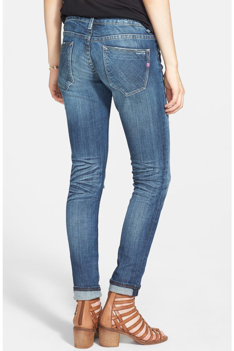 Destroyed Crop Skinny Boyfriend Jeans, Alternate, color, DARK WASH