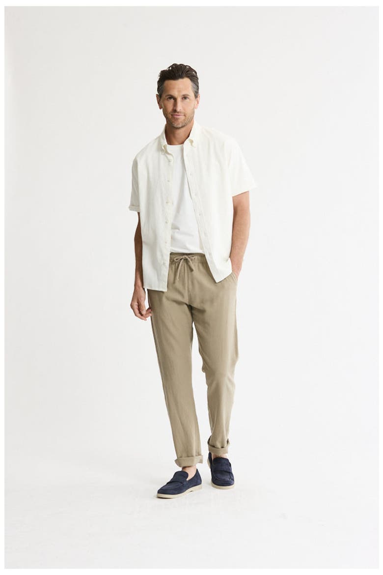 Linen Blend Short Sleeve Shirt, Alternate, color, White