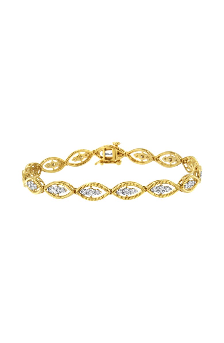 Haus of Brilliance 10K Yellow Gold Plated Silver 1 cttw Prong Set Diamond Link Bracelet, Main, color, Yellow