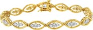 Haus of Brilliance 10K Yellow Gold Plated Silver 1 cttw Prong Set Diamond Link Bracelet