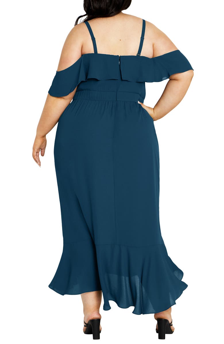 City Chic Remi Ruffle Maxi Dress, Alternate, color, Emerald