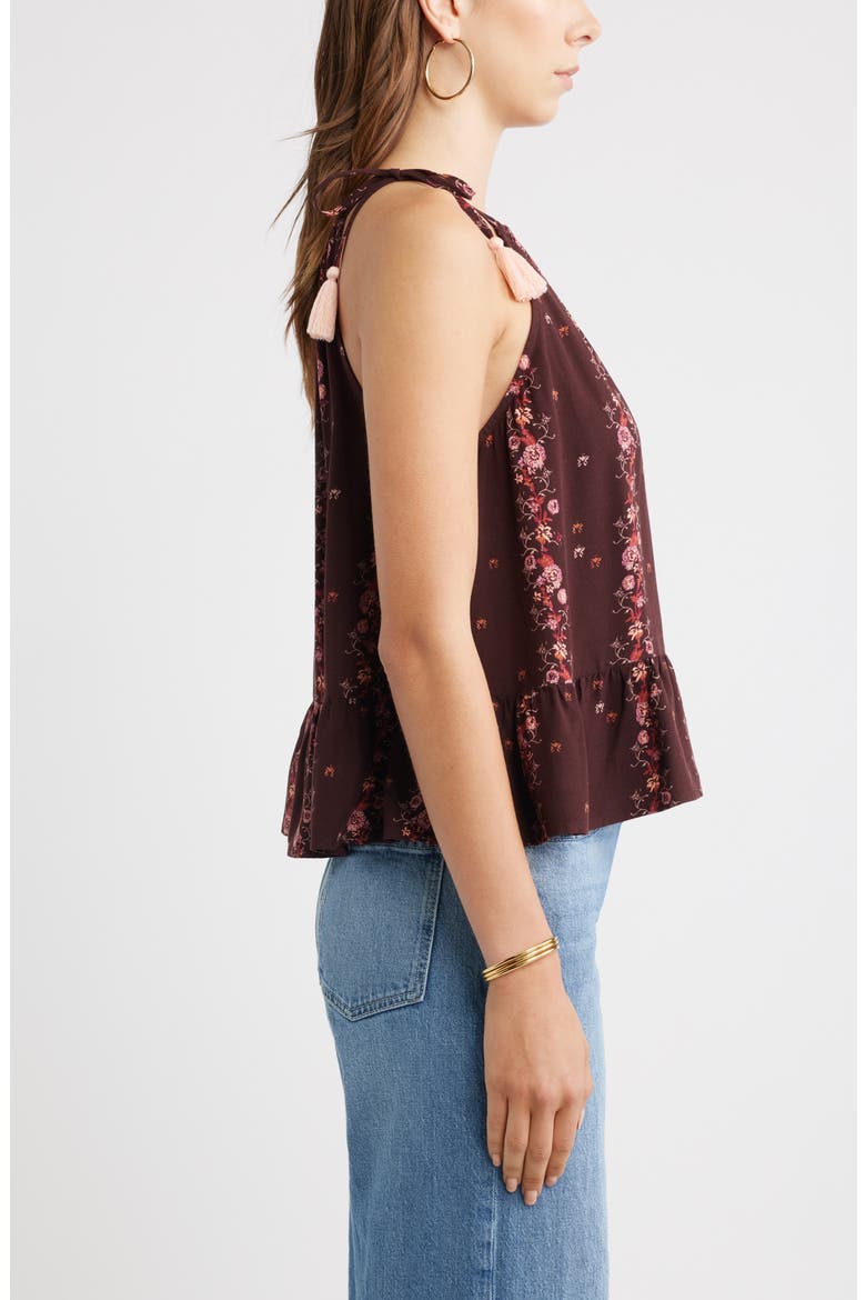 Ruffle Hem Camisole, Alternate, color, BURGUNDY BLOSSOM BORDER