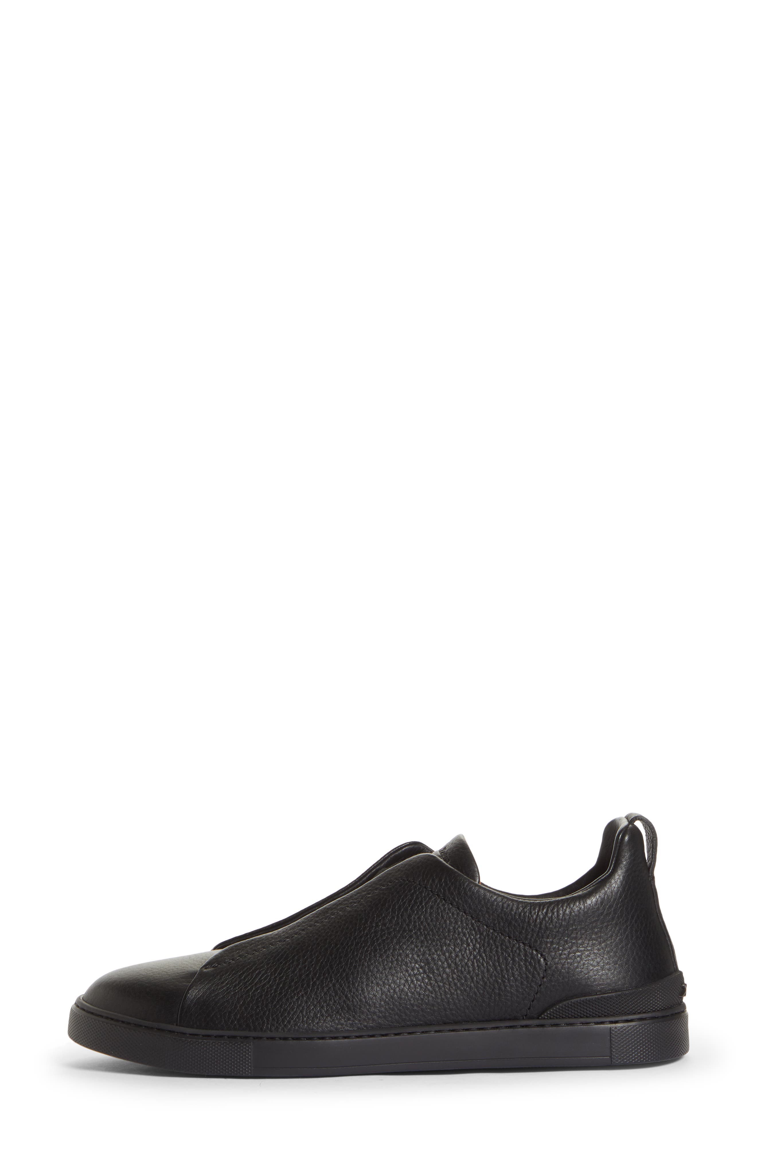 ZEGNA Triple Stitch Deerskin Leather Slip-On Sneaker, Alternate, color, 