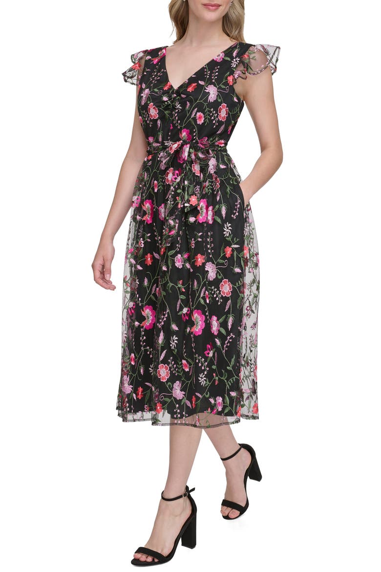 Floral Embroidered Maxi Dress, Alternate, color, BLACK MULTI