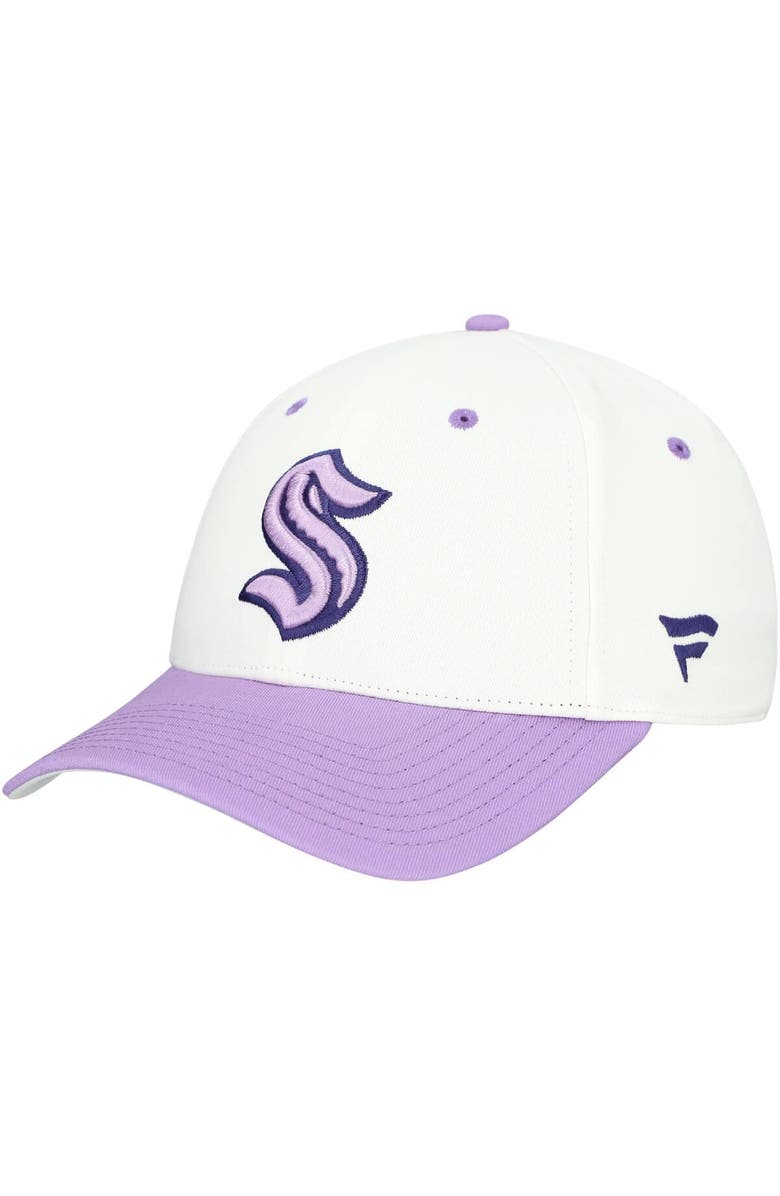 FANATICS Men's Fanatics  White/Lavender Seattle Kraken Authentic Pro Hockey Fights Cancer Adjustable Hat, Alternate, color, 