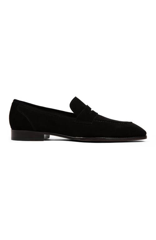 Anthony Veer Belmont Penny Loafer In Velvet Noir Black