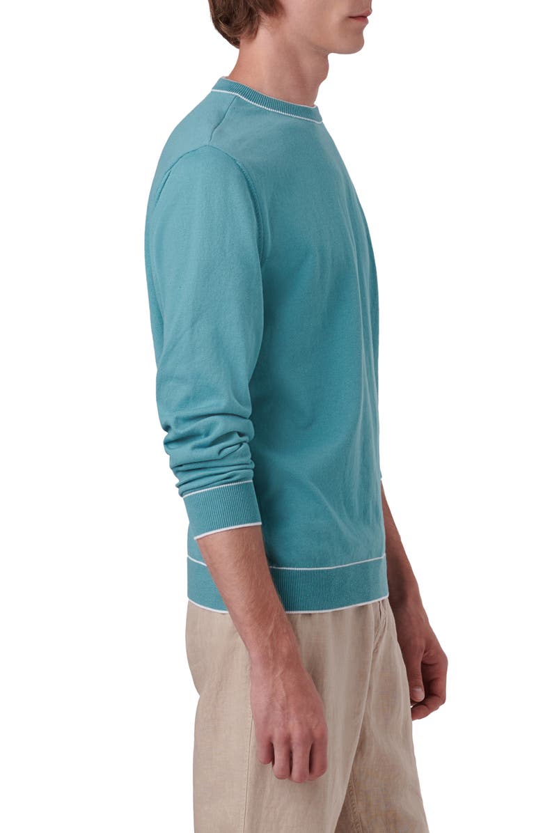 Bugatchi Tipped Cotton Blend Sweater, Alternate, color, Peacock