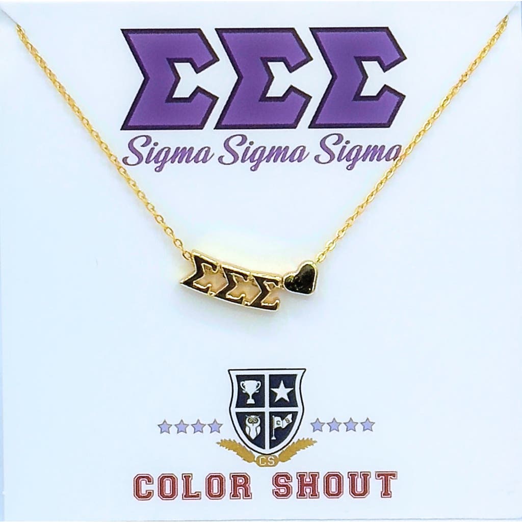 Color Shout Sigma Sigma Sigma Sorority Gold Heart Necklace In Gold