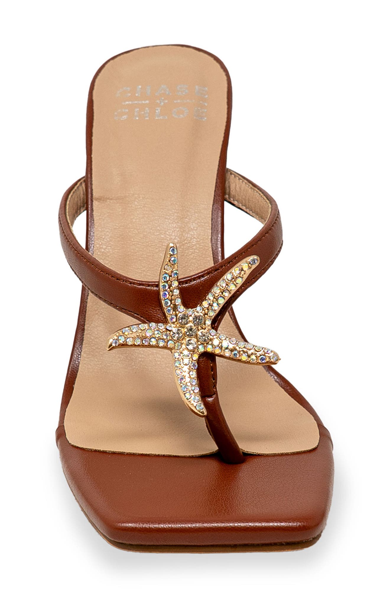 Starfish Post Toe Wedge Heel Sandal, Alternate, color, BROWN