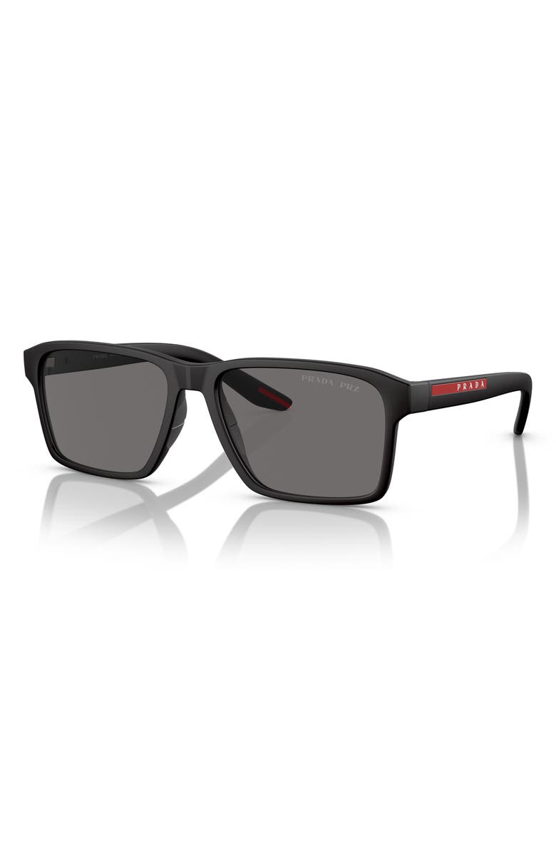 PRADA SPORT 58mm Polarized Rectangular Sunglasses, Alternate, color,