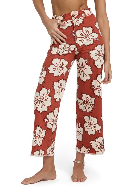 Free fall Print Wide Leg Twill Pants