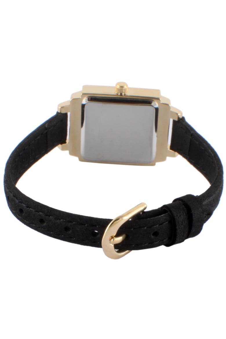 Small Face Crystal Bezel Suede Watch- 22MM, Alternate, color, Black