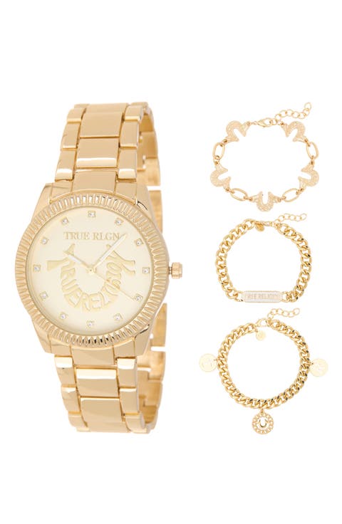 4-Piece Status Arched Watch & Bracelet Set