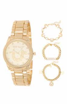 True Religion 4-Piece Status Arched Watch & Bracelet Set
