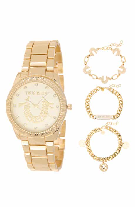 True Religion 4-Piece Status Arched Watch & Bracelet Set