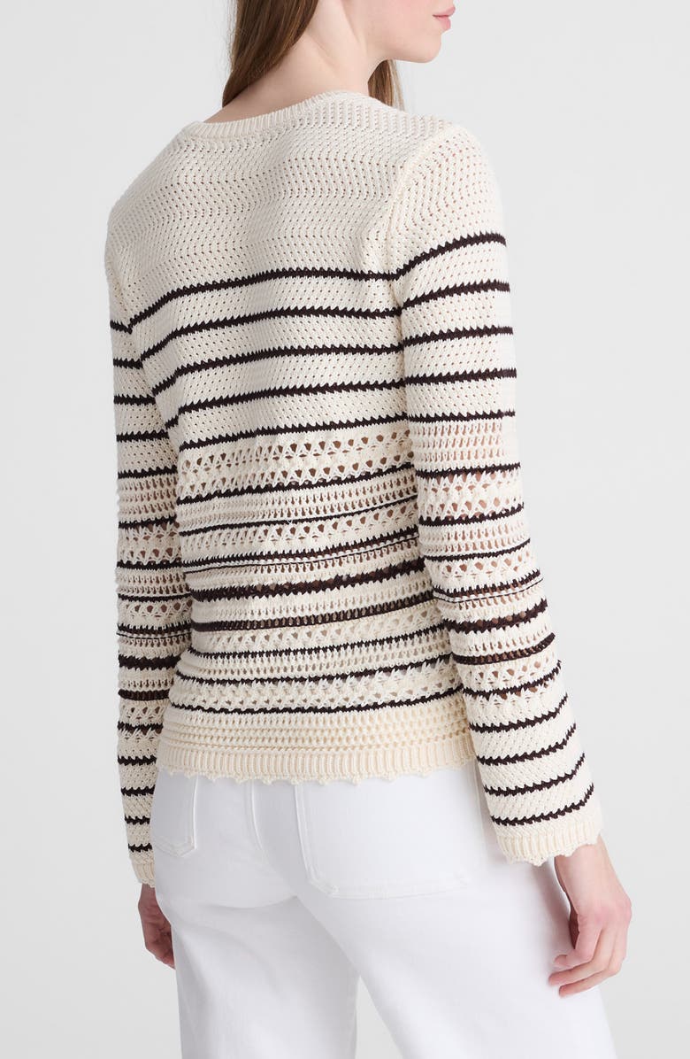 Madewell Open Stitch Cotton Sweater, Alternate, color, Ivory And Chocolate Stripe