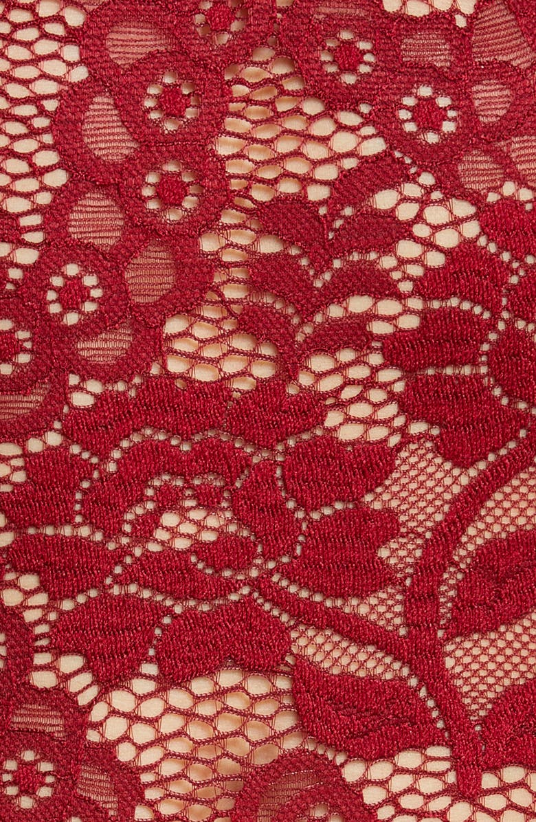 Coquette Floral Lace Underwire Teddy, Alternate, color, Ruby