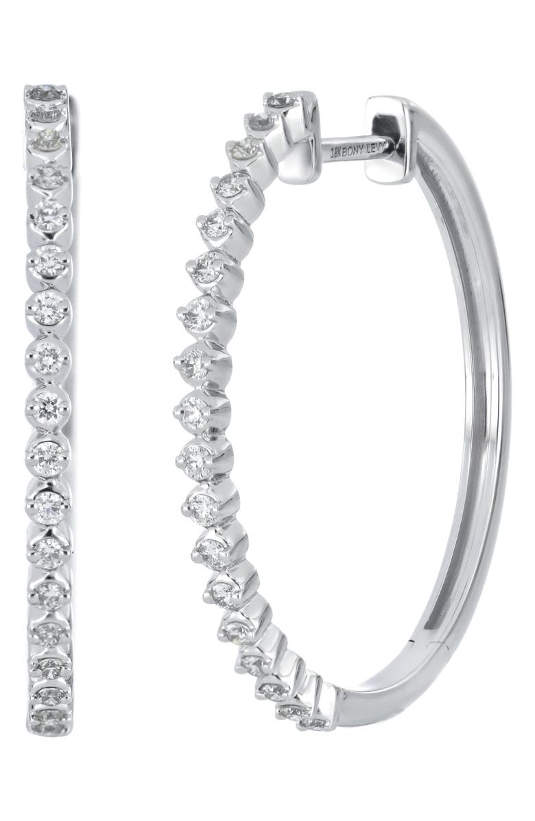 Bony Levy Liora Diamond Hoop Earrings, Main, color, 18Kw White Gold