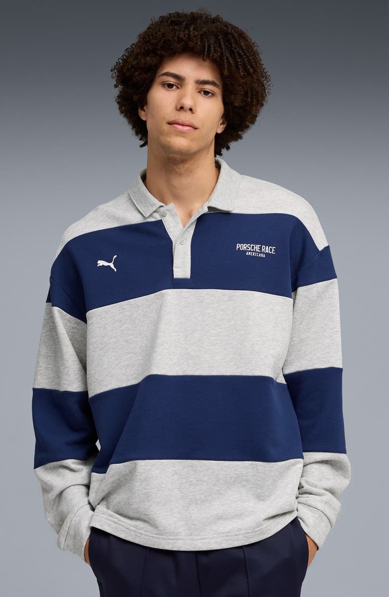 PUMA Lifestyle Crew Oversize Cotton Blend Polo, Alternate, color, Blue Jewel