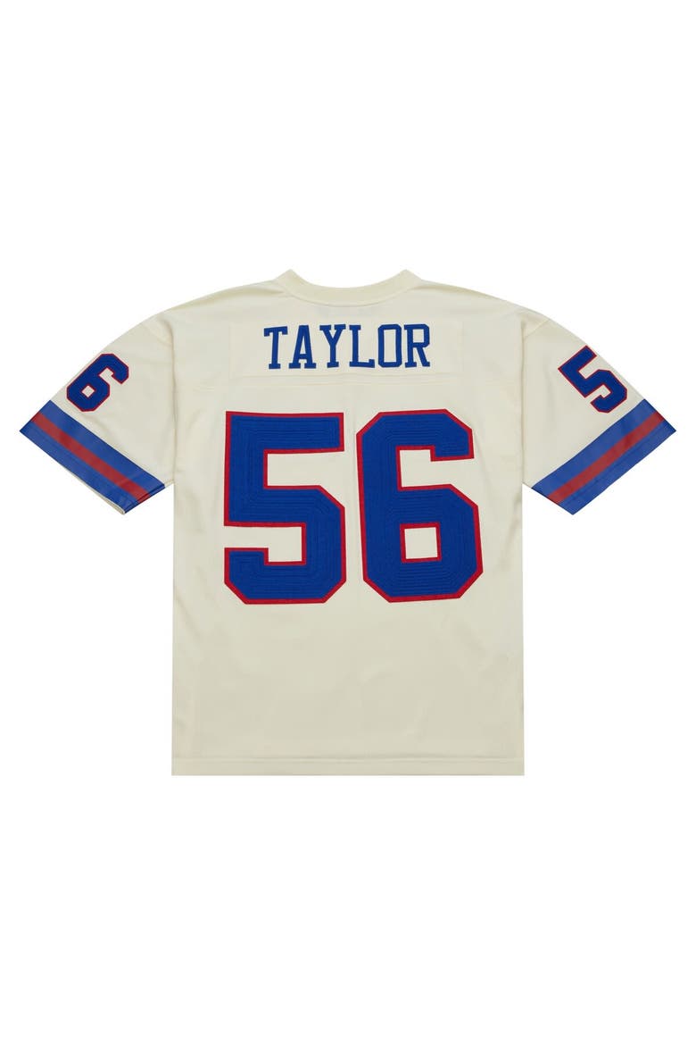 Men's Mitchell & Ness Lawrence Taylor Cream New York Giants Chainstitch Legacy Jersey, Alternate, color, Cream
